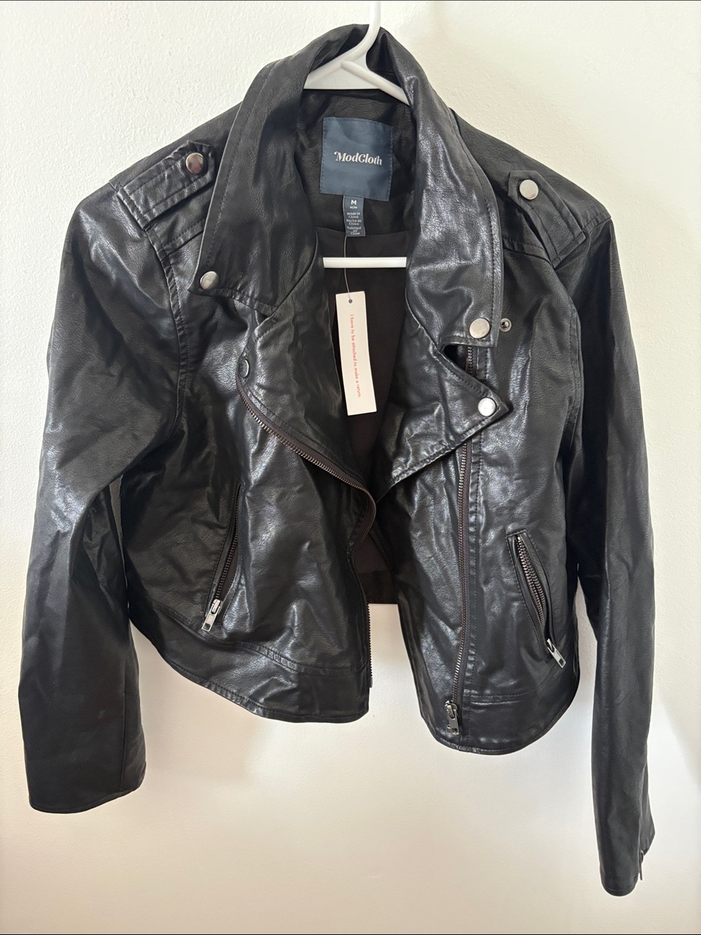 ModCloth Black Faux Leather Asymmetrical Moto Jacket